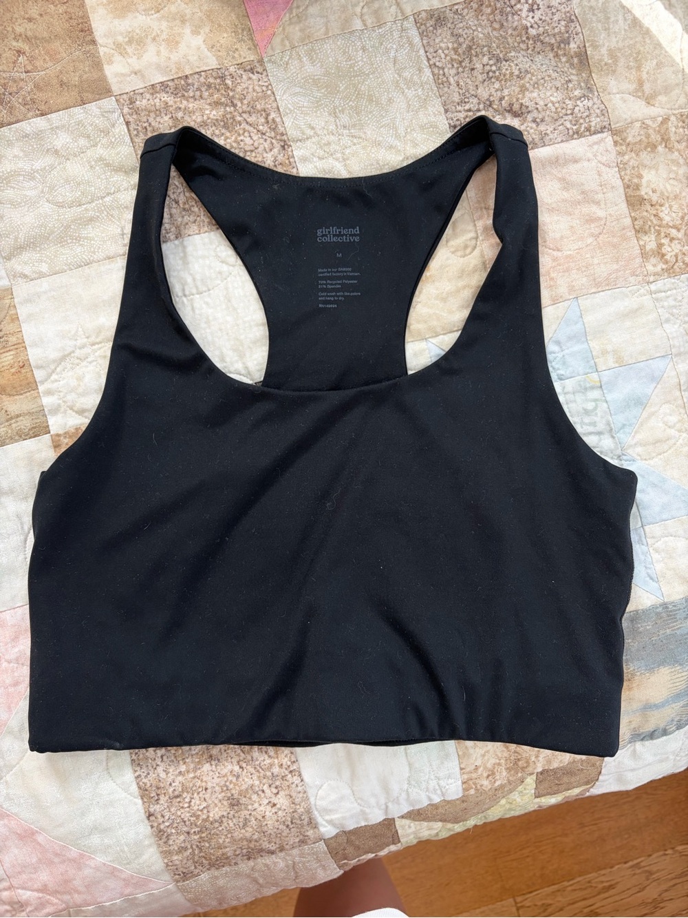 girlfriend collective Black Racerback Crop Sports Bra